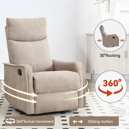 Heat Massage Manual Recliner Chair Khaki by HouseOfZazla with 360° swivel and rocking on Tampa Home & Garden Store