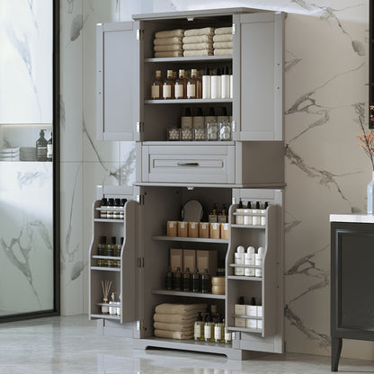 Bathroom linen cabinet HouseOfZazla with multifunctional storage; towels on top shelves on Tampa Home & Garden Store