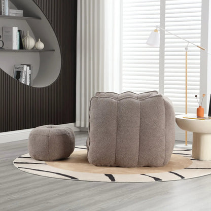 Soft bean bag chair with high resilient foam, two gray bean bag chairs and ottoman in a room on Tampa Home & Garden Store