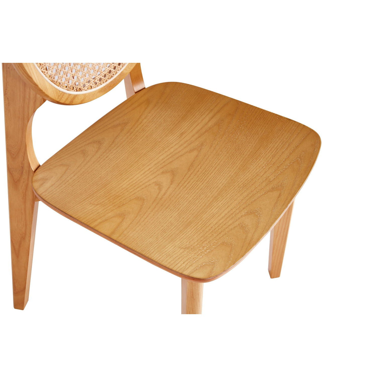 Rattan Cane Backrest Dining Chair Set in light brown with solid wood frame and wood seat on Tampa Home & Garden Store