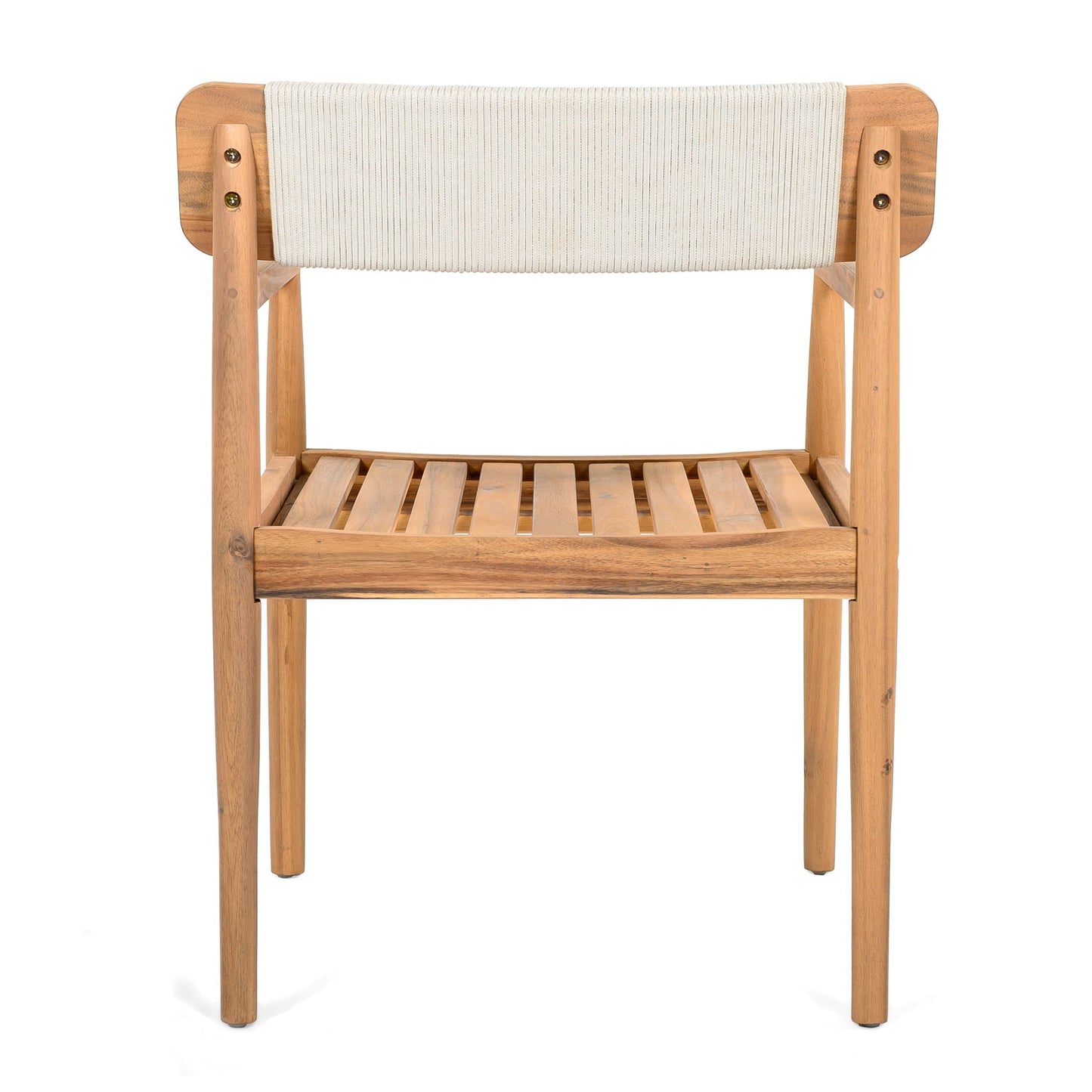 Set of Two Braided Acacia Outdoor Dining Chairs