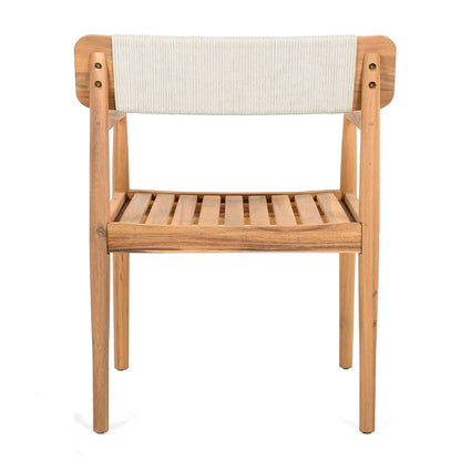 Set of Two Braided Acacia Outdoor Dining Chairs