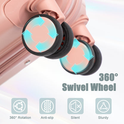 2-Piece ABS Spinner Wheel Luggage Set wheels close-up showing 360° swivel rotation on Tampa Home & Garden Store