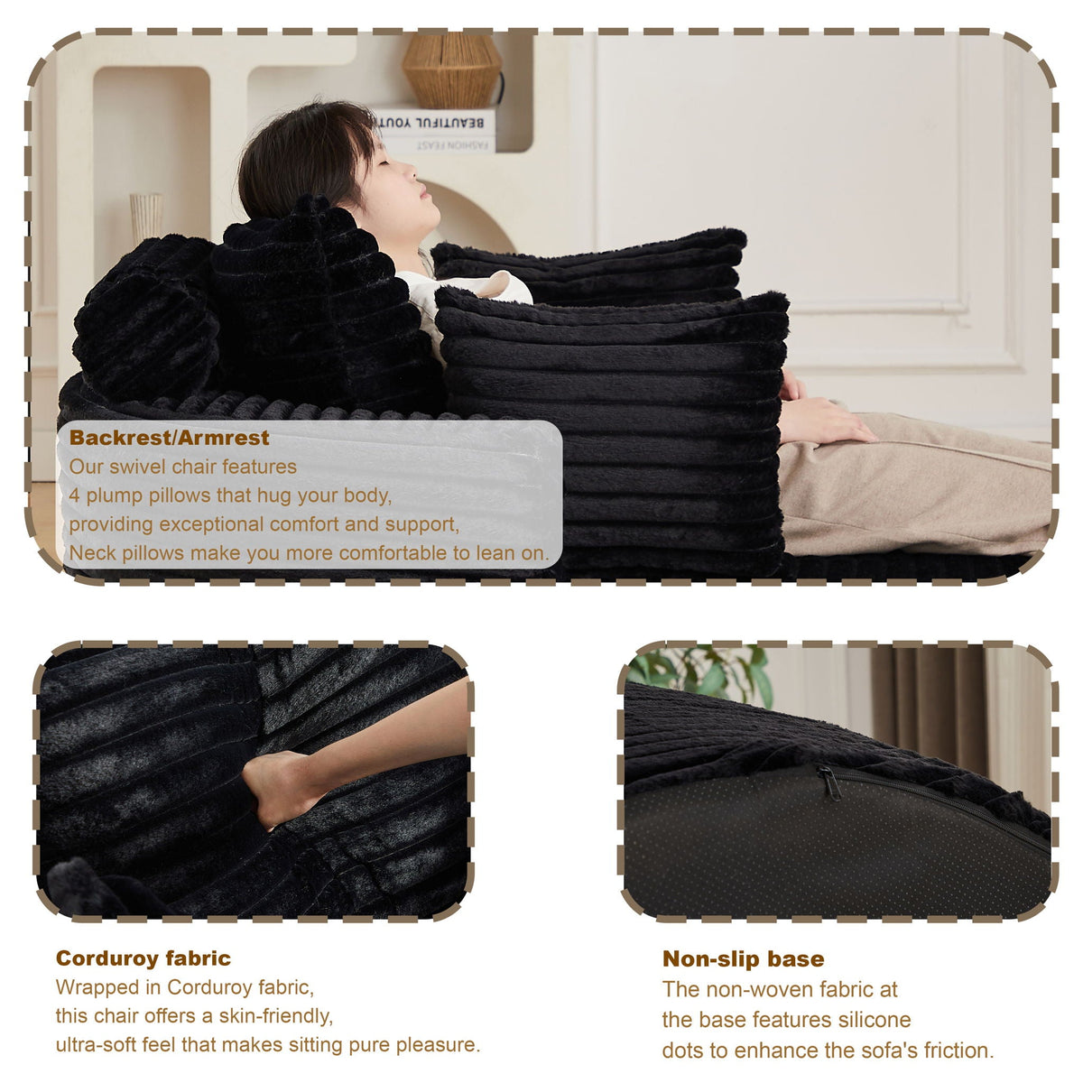 Modern single sofa with a backrest pillow