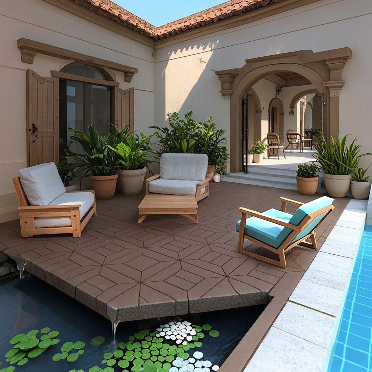 Indoor And Outdoor Interlocking Decking Tiles