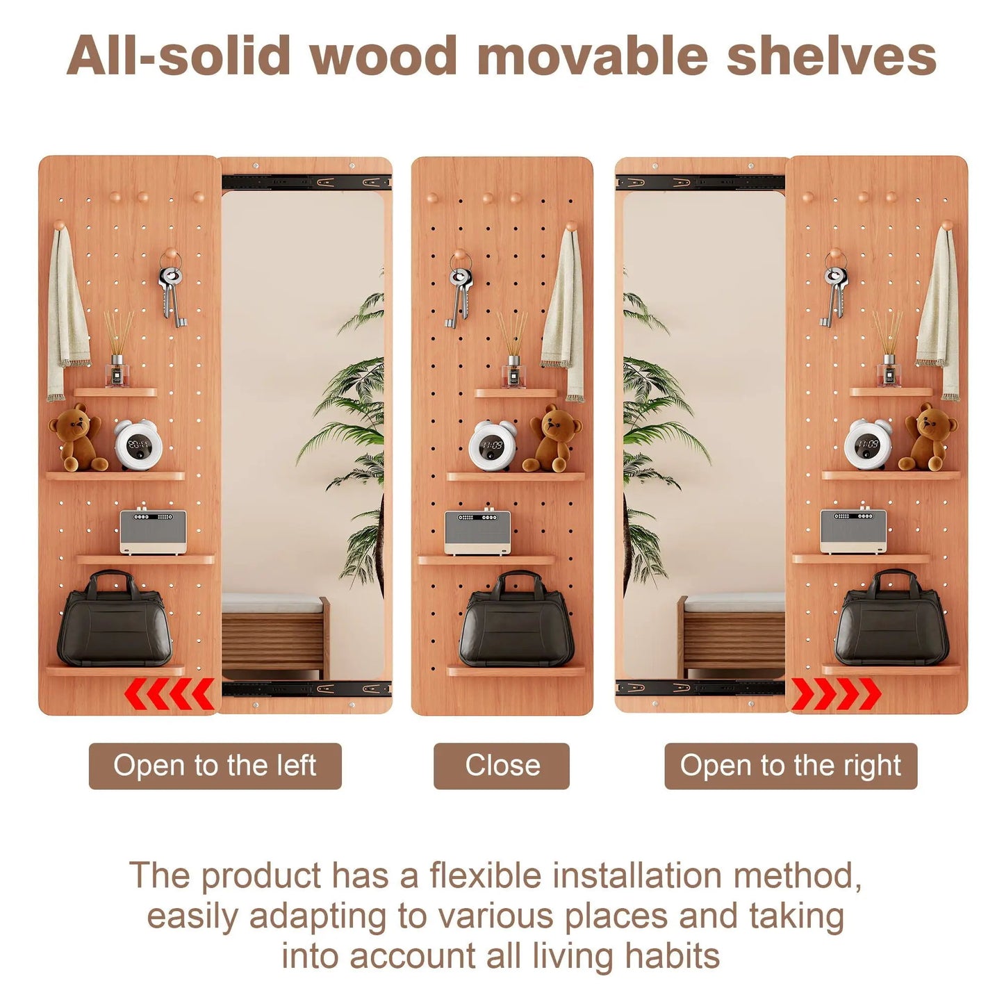 Wall Mounted Full Length Mirror with Hook