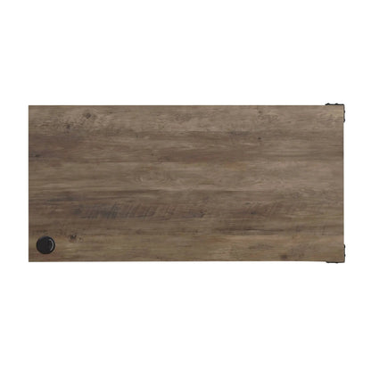 Zakwani Writing Desk wooden top with brown grain and knots, left-edge knob on Tampa Home & Garden Store