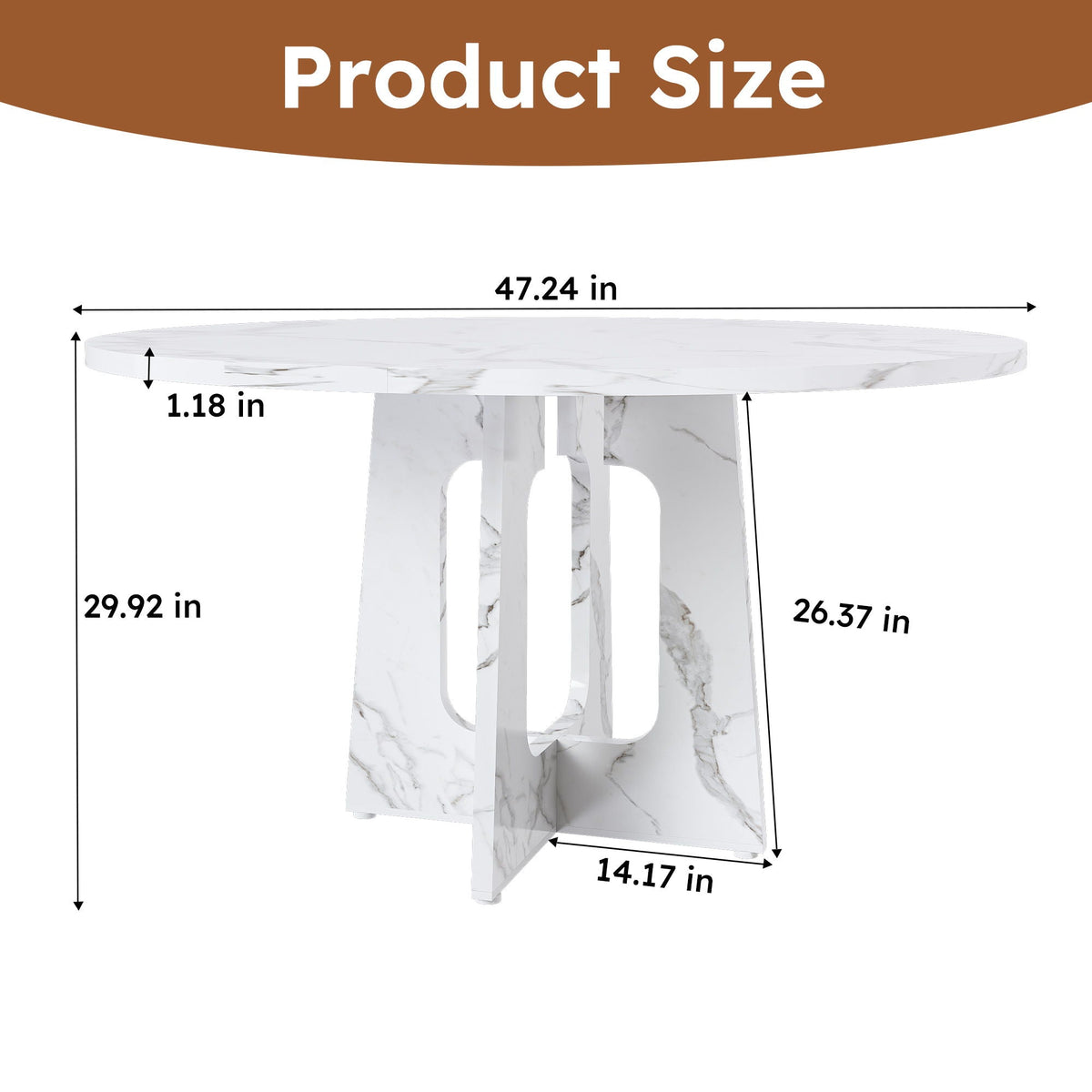 Round dining table for 4 with white marble top and sculpted pedestal base on Tampa Home & Garden Store