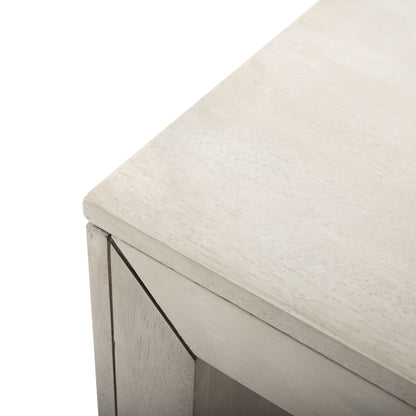 Acacia Wood Outdoor Dining Bench, farmhouse style, pale whitewashed finish on Tampa Home & Garden Store
