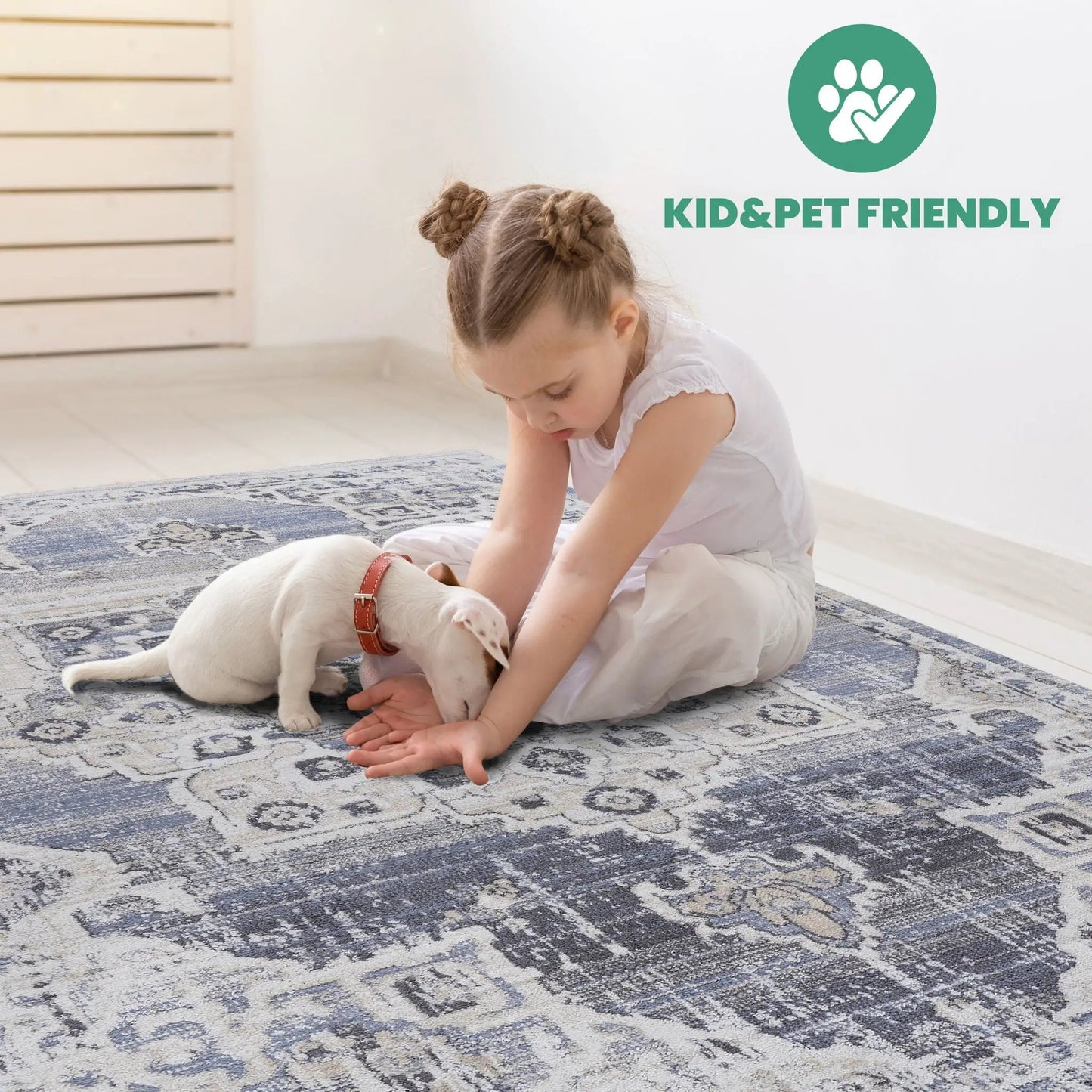 Payas Medallion Rug, blue-gray patterned area rug by Unique Piece Furniture on Tampa Home & Garden Store