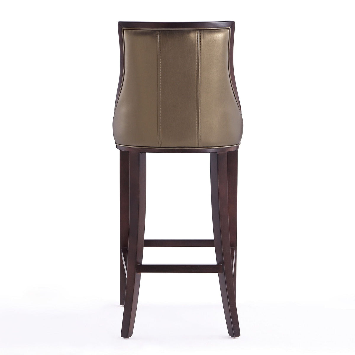 White bar height stool with solid wood frame, tan leather upholstery on Tampa Home & Garden Store