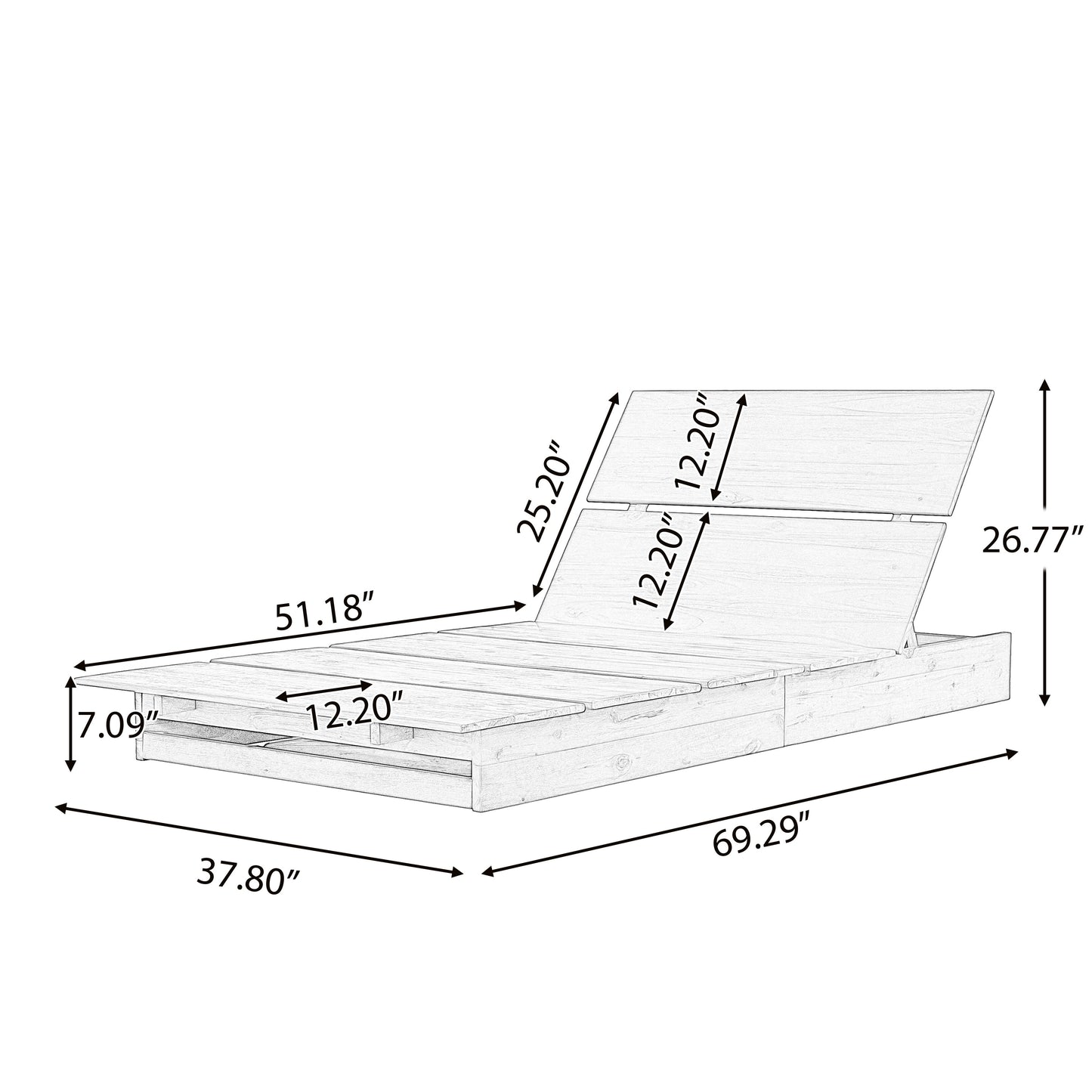 Teak Finish Acacia Wood Outdoor Chaise Lounge