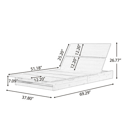 Teak Finish Acacia Wood Outdoor Chaise Lounge