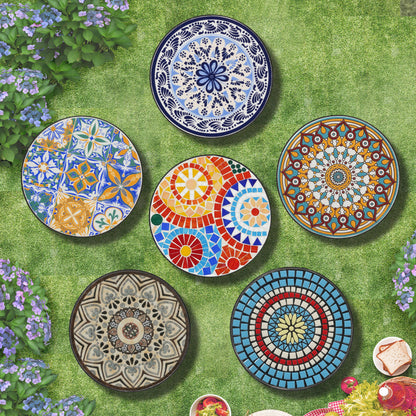 Colorful and Floral Ceramic Outdoor Side Table