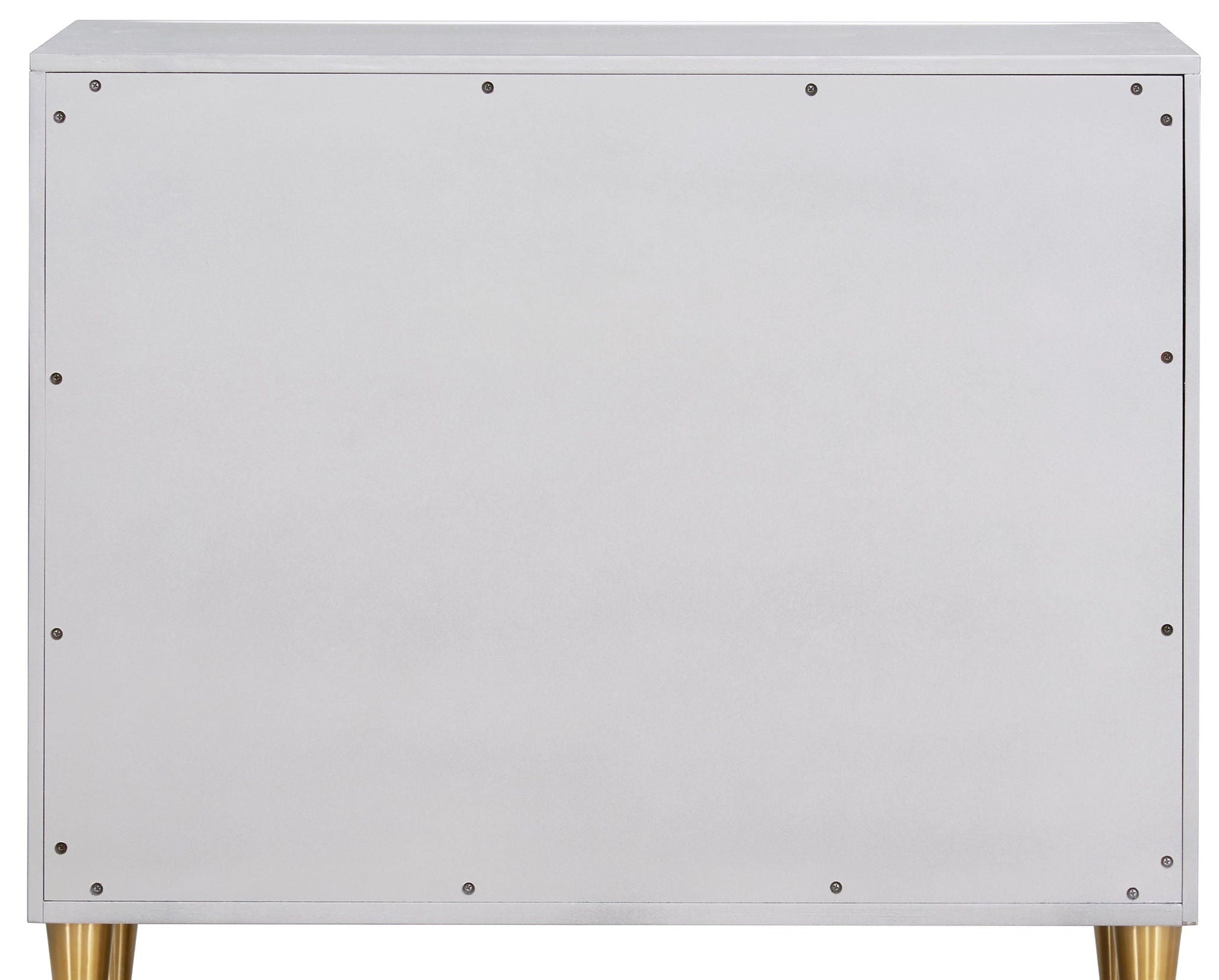 Anson Console Cabinet silver champagne finish, accent table with exposed screws on Tampa Home & Garden Store