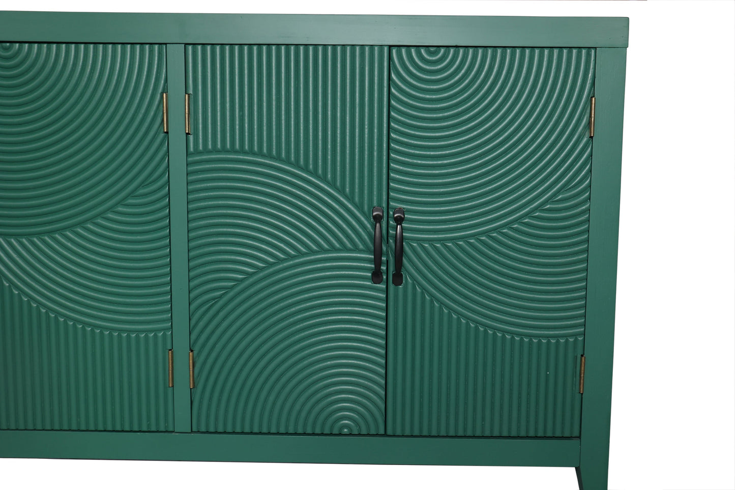 59in green accent cabinet with 4 doors, mid-century buffet, ripple pattern doors HouseOfZazla on Tampa Home & Garden Store