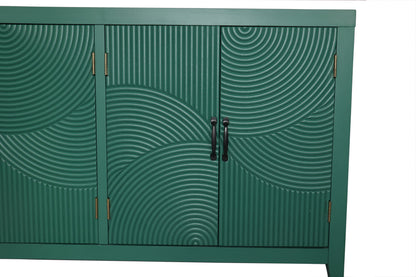 59in green accent cabinet with 4 doors, mid-century buffet, ripple pattern doors HouseOfZazla on Tampa Home & Garden Store