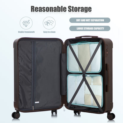 3-Piece ABS Spinner Luggage Set Brown by HouseOfZazla, open with turquoise packing cubes on Tampa Home & Garden Store