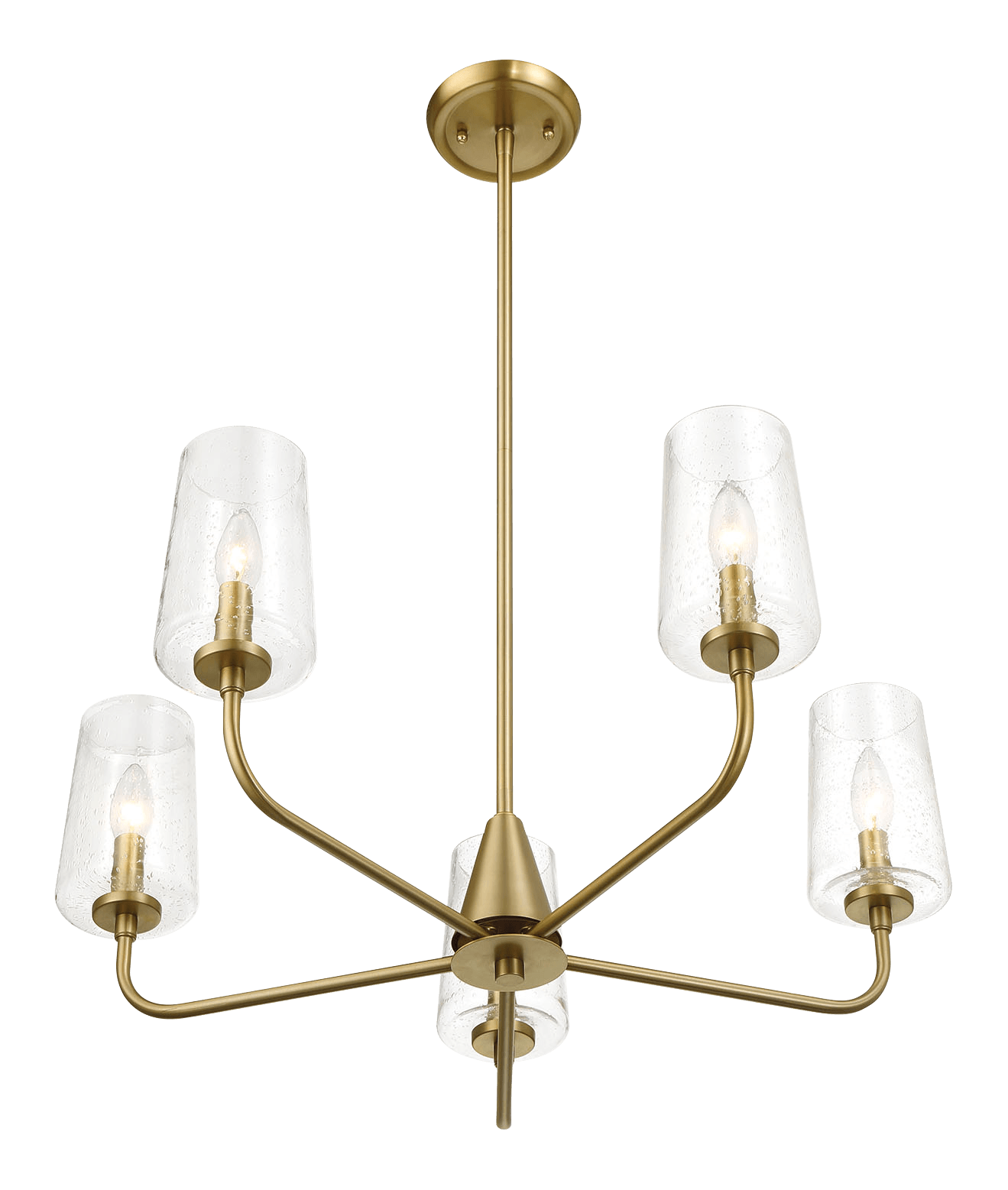 Dazzle Five Lights Chandelier satin brass with seeded glass shades, five-light HouseOfZazla on Tampa Home & Garden Store