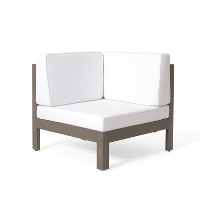 Brava X-Back 4-Piece Outdoor Sofa Set by HouseOfZazla; white cushions on dark wood frame on Tampa Home & Garden Store