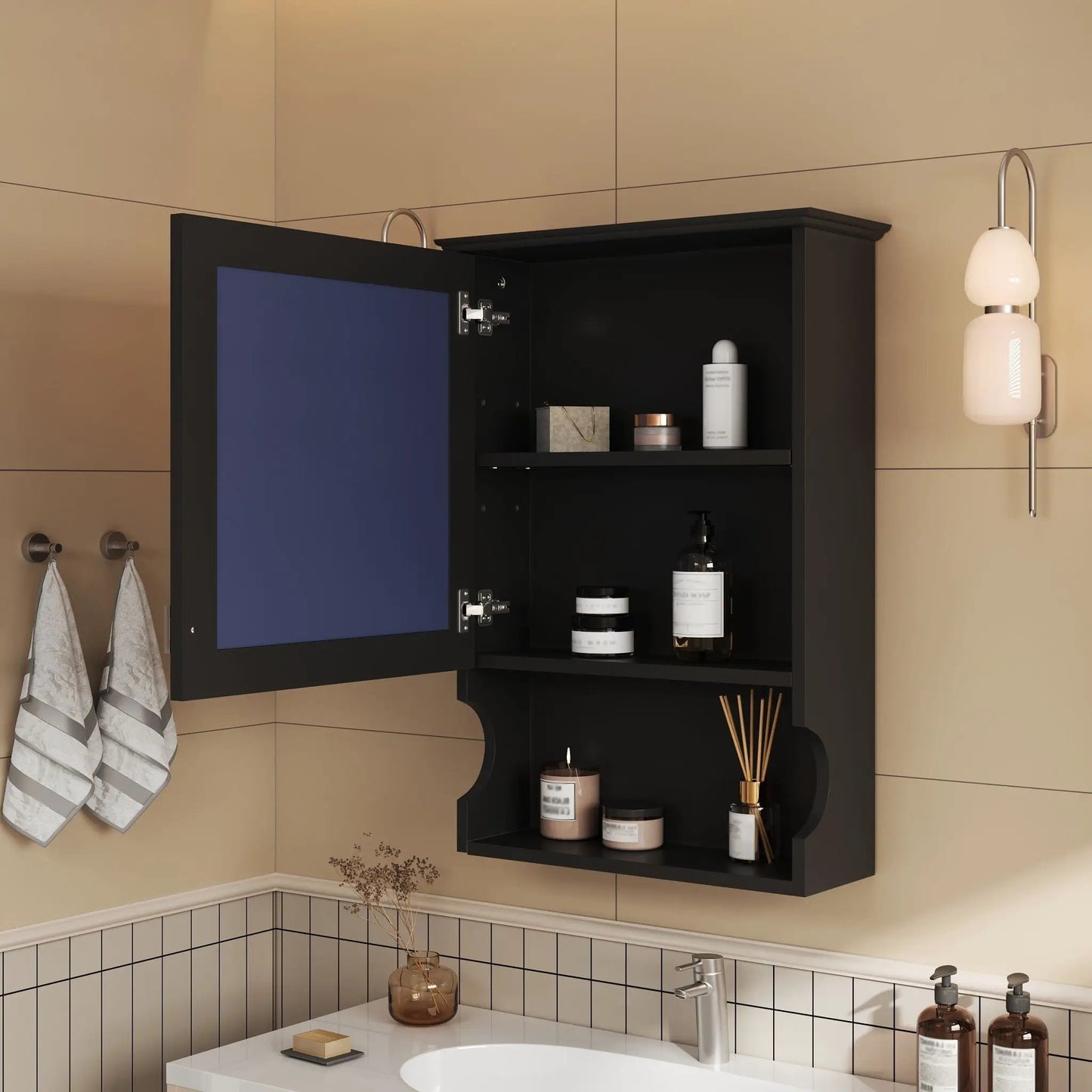 Wall Mounted Bathroom Cabinet with Mirror Hinges