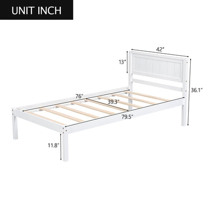Strong Espresso Wood Platform Bed and Headboard