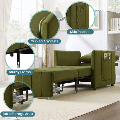 Convertible Sleeper Sofa and Storage Pockets