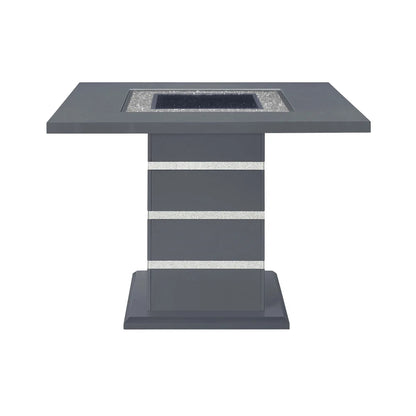 Ariya Bar Table with Glass Inlay and Gloss Finish