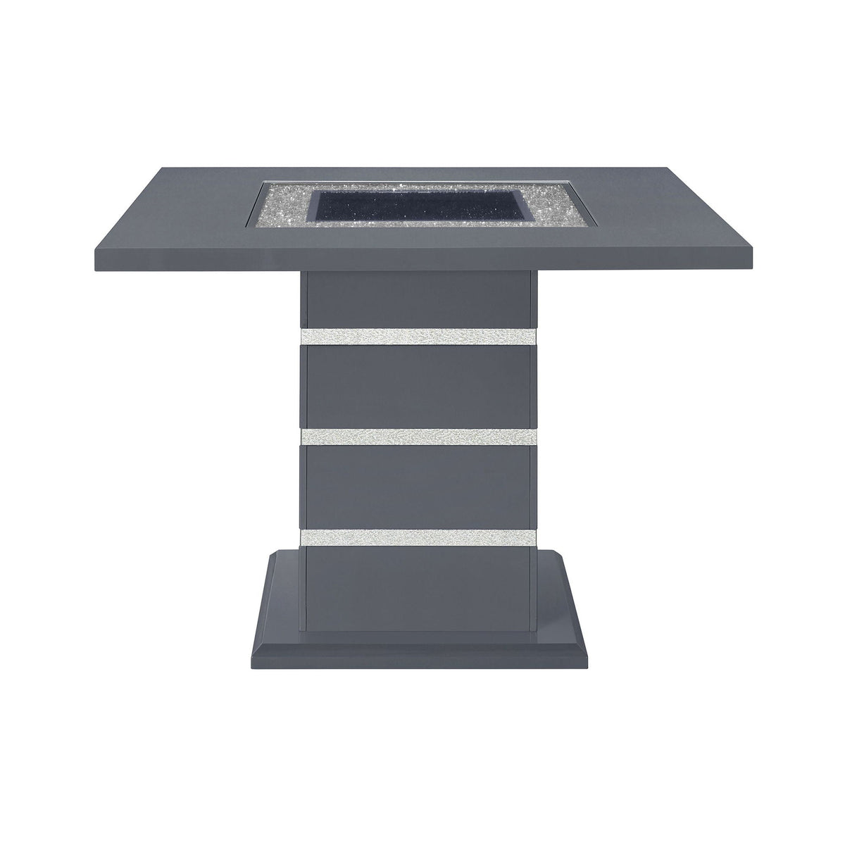 Ariya Bar Table with Glass Inlay dark gray top with glittery inset and glass center on Tampa Home & Garden Store