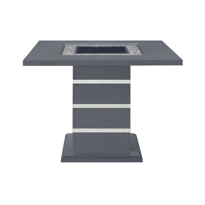 Ariya Bar Table with Glass Inlay dark gray top with glittery inset and glass center on Tampa Home & Garden Store