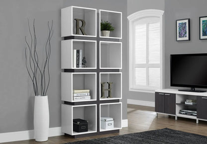 Etageres 5-tier white bookshelf with dark wood trim for office by Unique Piece Furniture on Tampa Home & Garden Store
