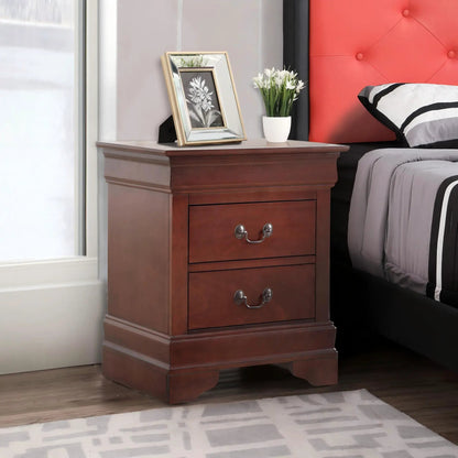 Traditional style nightstand by Unique Piece Furniture in dark cherry with framed photo on Tampa Home & Garden Store