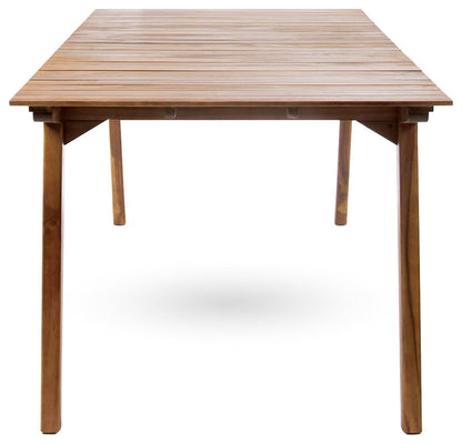 Outdoor Taiga 69 table in teak finish with slatted acacia wood top on Tampa Home & Garden Store