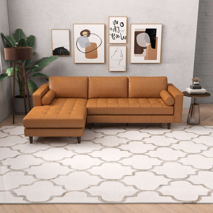 Anthony corner sectional sofa by HouseOfZazla in caramel brown leather with chaise on Tampa Home & Garden Store