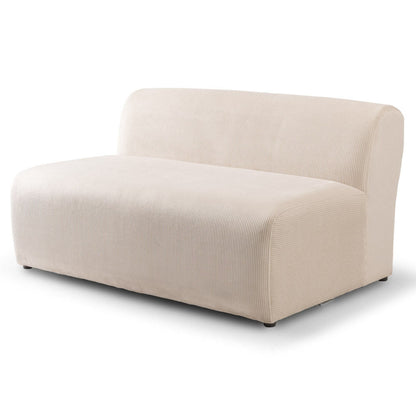 Mar high-quality stationary sectional sofa beige ribbed fabric with rounded arm on Tampa Home & Garden Store