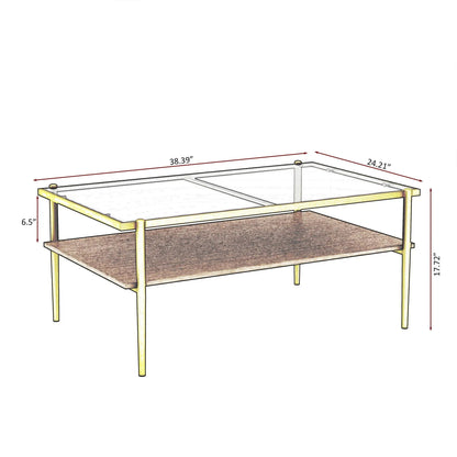 Coffee table with tempered glass top and metal frame, shelf Unique Piece Furniture on Tampa Home & Garden Store