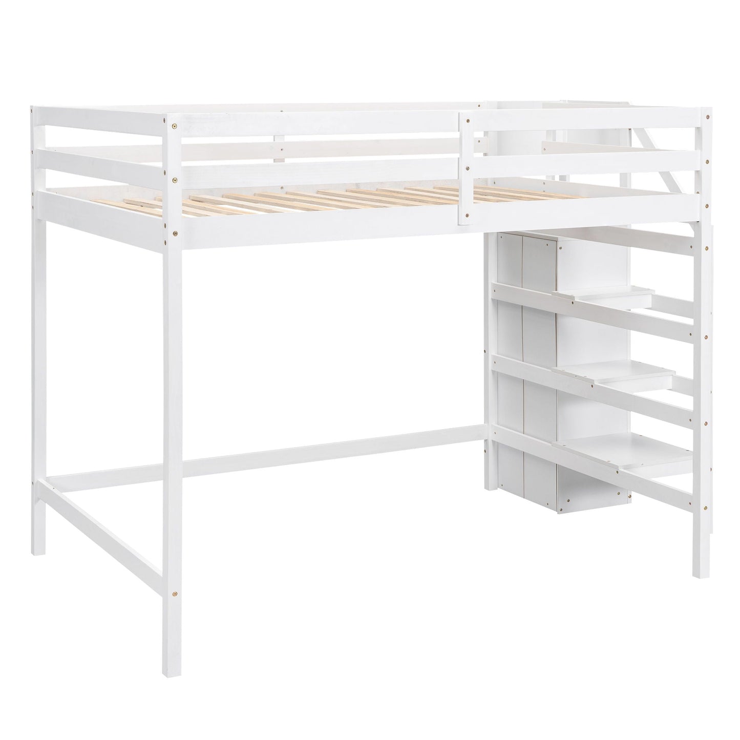 Loft bed with built-in storage wardrobe and staircase in white by HouseOfZazla on Tampa Home & Garden Store