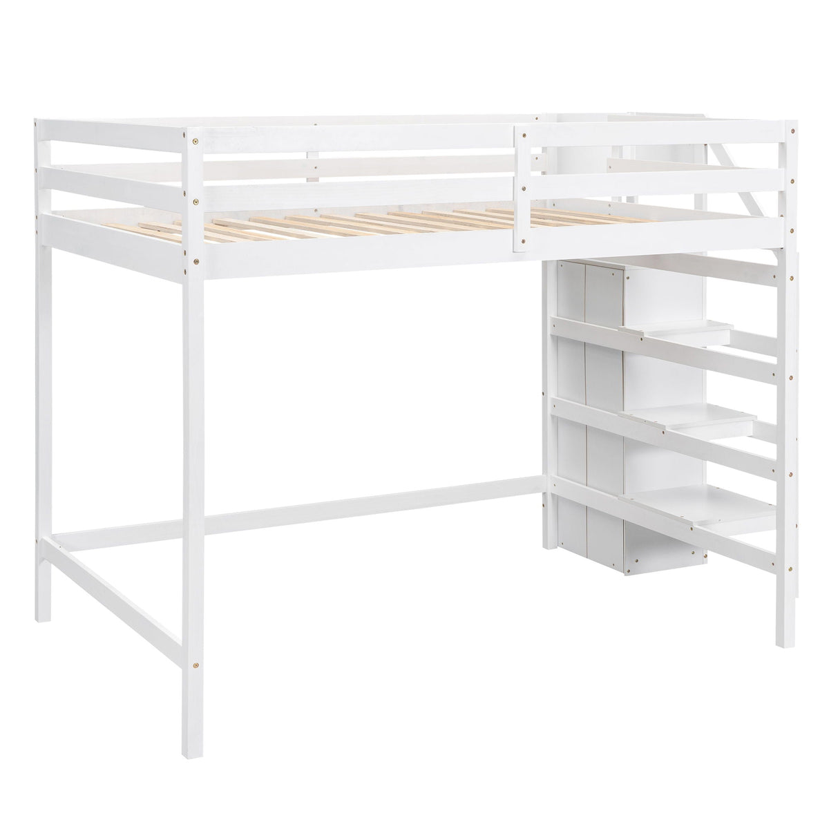 Loft bed with built-in storage wardrobe and staircase in white by HouseOfZazla on Tampa Home & Garden Store
