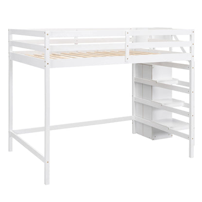 Loft bed with built-in storage wardrobe and staircase in white by HouseOfZazla on Tampa Home & Garden Store