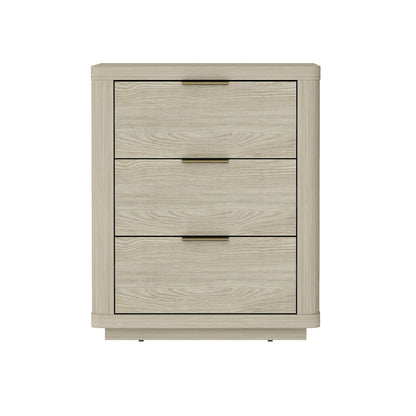 Nightstand with 3 drawers in light oak finish, smooth rounded edges, HouseOfZazla accent nightstand on Tampa Home & Garden Store