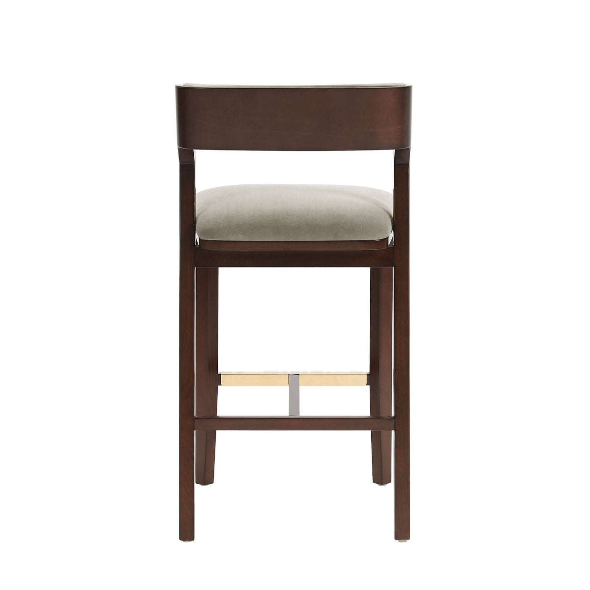 Bar Height Barstool with Backrest dark wood frame beige upholstered seat metal footrest on Tampa Home & Garden Store