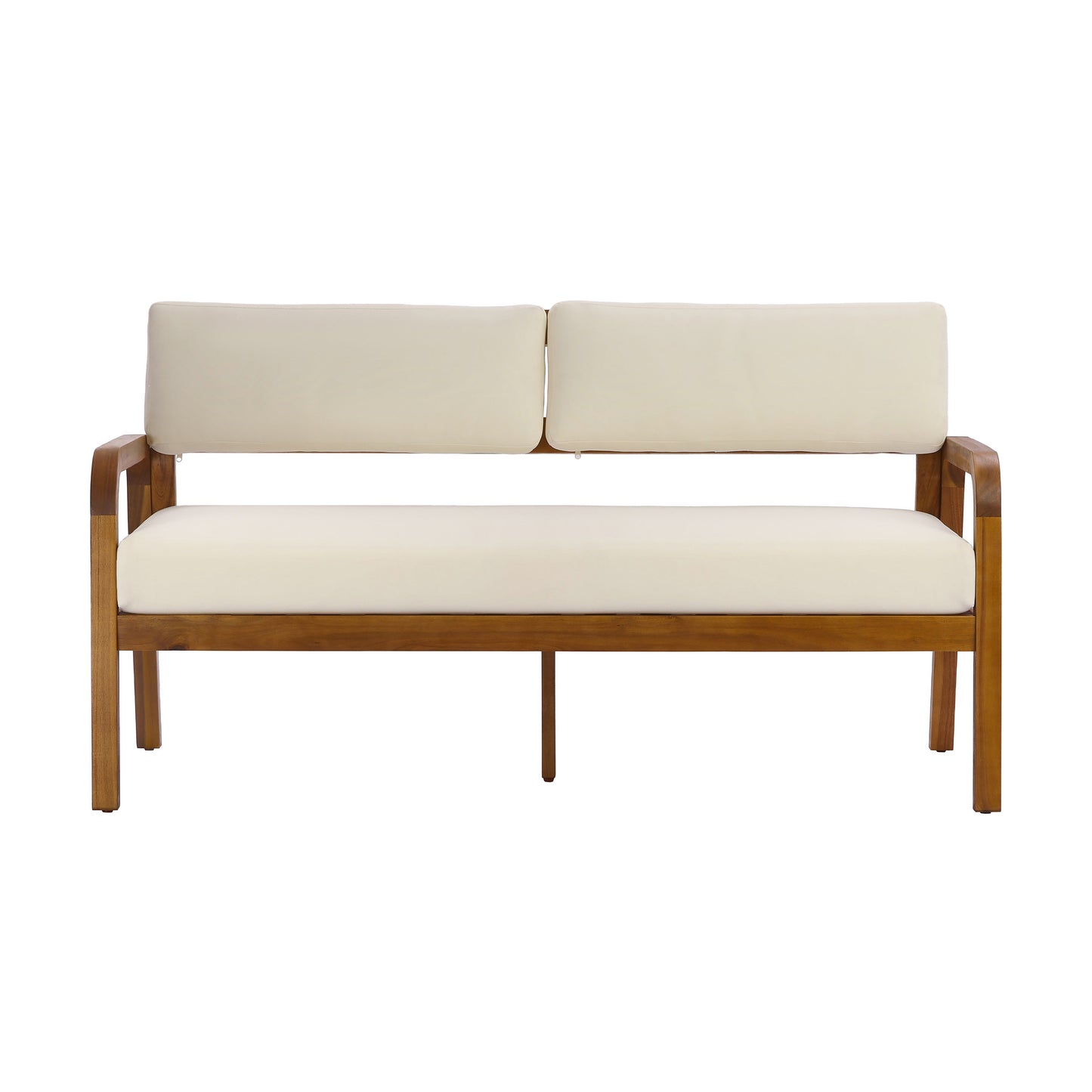 4-Pieces Outdoor Sofa Set with Cushions - Teak, cream cushions by HouseOfZazla on Tampa Home & Garden Store
