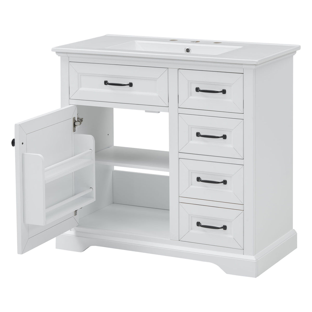 36in bathroom vanity with sink and soft close hinges, white finish, HouseOfZazla on Tampa Home & Garden Store