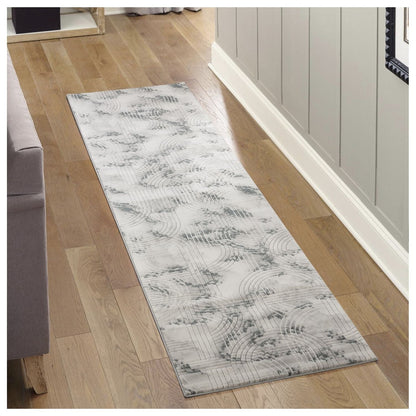 Soft geometric area rug runner in gray modern finish with arc pattern by HouseOfZazla on Tampa Home & Garden Store