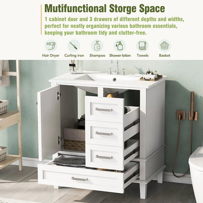 Bathroom Vanity With Sink Solid Wood Cabinet