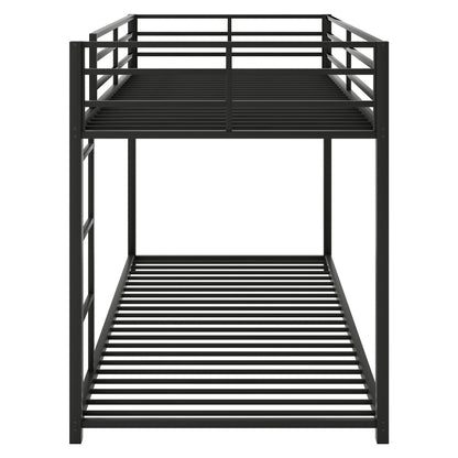 Metal bunk bed frame black, low-profile two-tier with ladder and slatted rails on Tampa Home & Garden Store