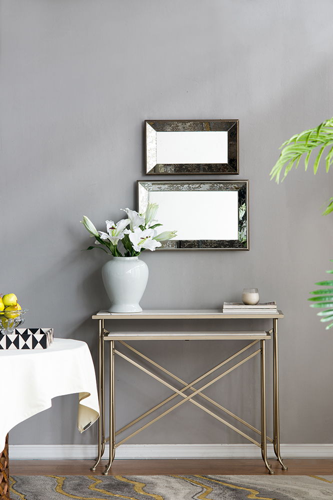 Set of two antique rectangle mirrors with floral accents, metallic frames by HouseOfZazla on Tampa Home & Garden Store