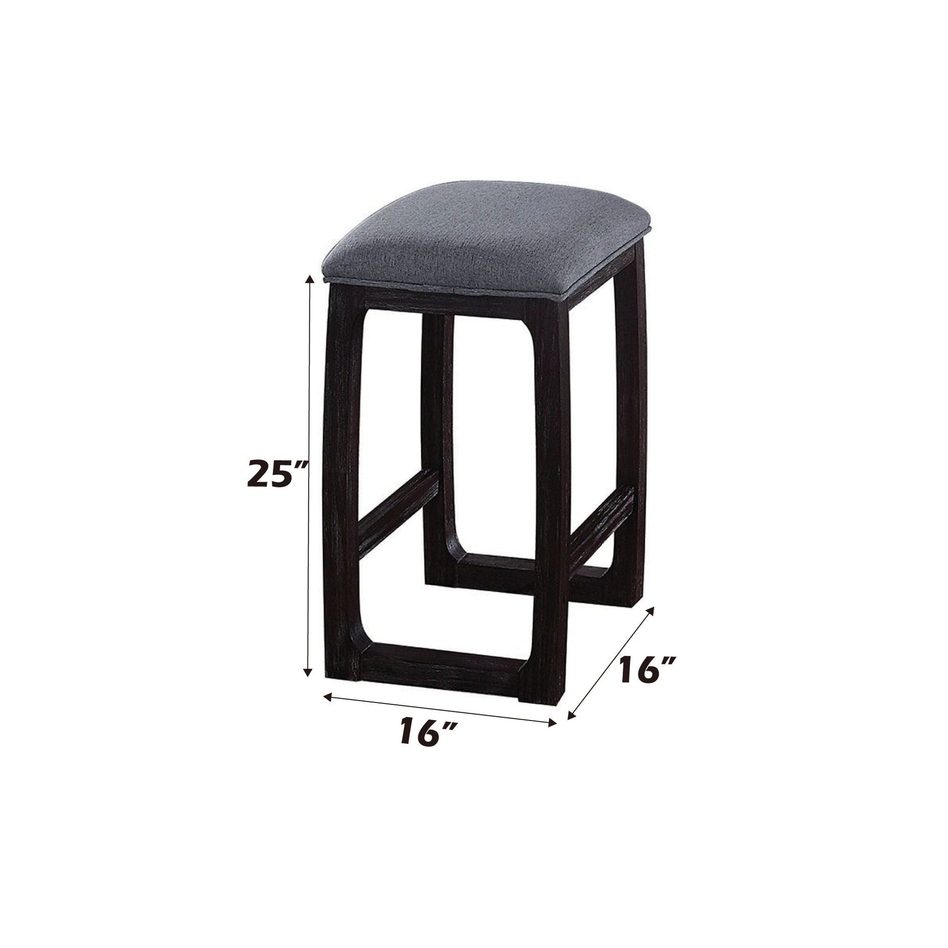 Razo Weathered Counter Height Stool Gray upholstery with dark wood legs HouseOfZazla on Tampa Home & Garden Store