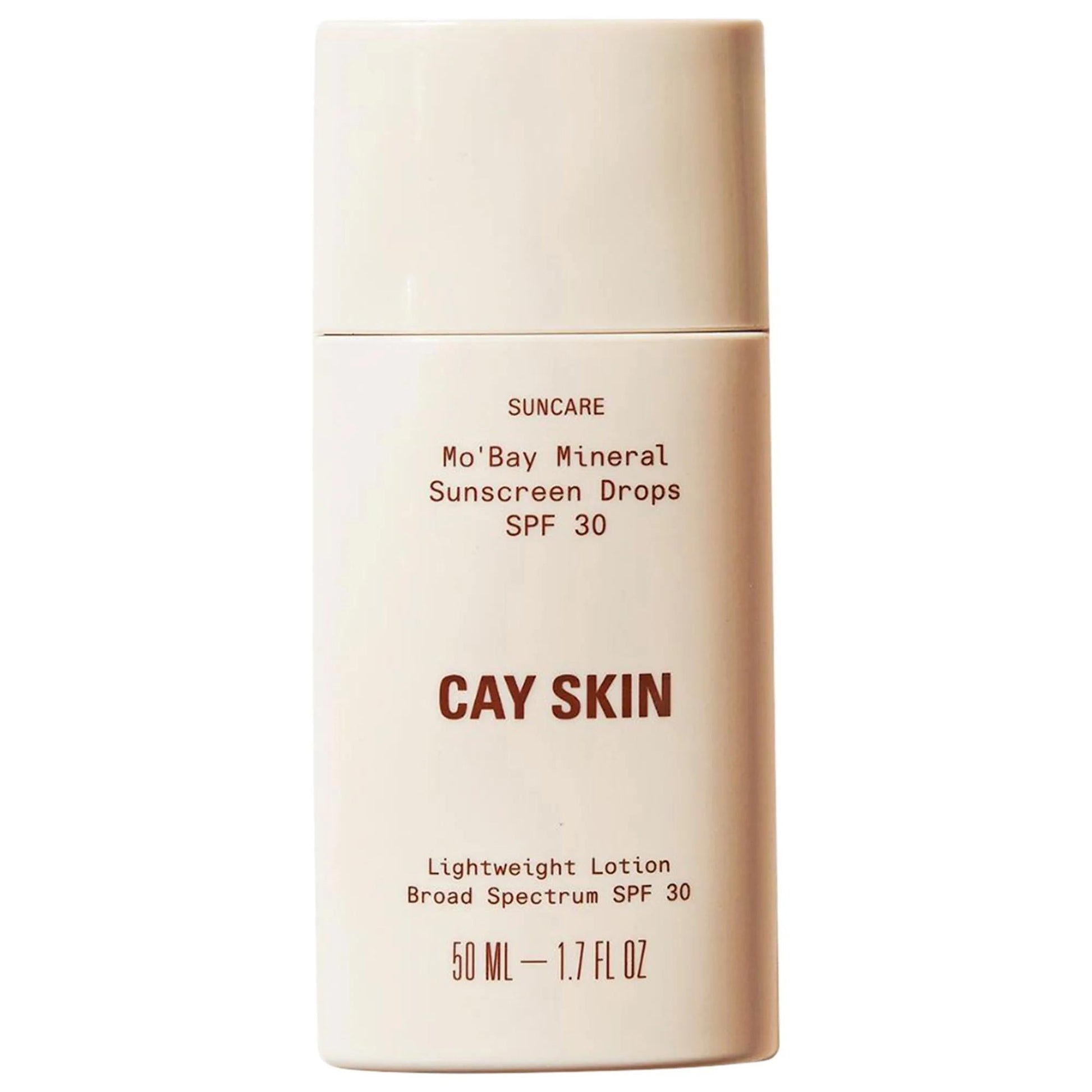 Mo'Bay Mineral Sunscreen Drops SPF 30 bottle, beige, lightweight fragrance-free primer on Tampa Home & Garden Store