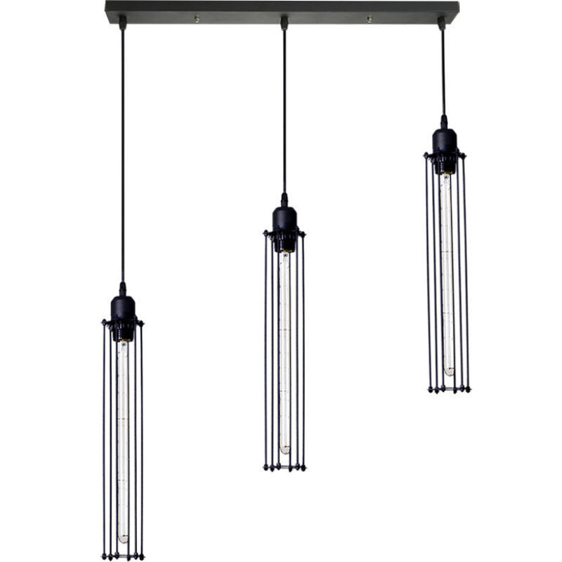 Lámpara de araña de estilo retro industrial, creativa, personalizada, para tienda de ropa, bar, restaurante, lámpara de techo de tres focos tipo flauta